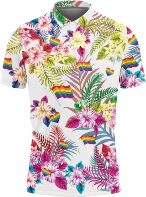 LGBT Golf Shirt Men Funny Golf Polos for Men Dry Fit- Pride Day Golf Polo Shirts Hawaiian Polo Golf Outfits (MP_PL_25)
