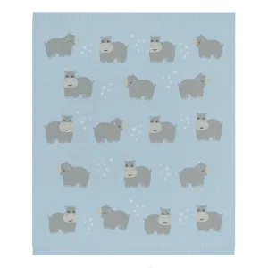 Living Textiles Whimsical Baby Blanket - Hippo/Blue