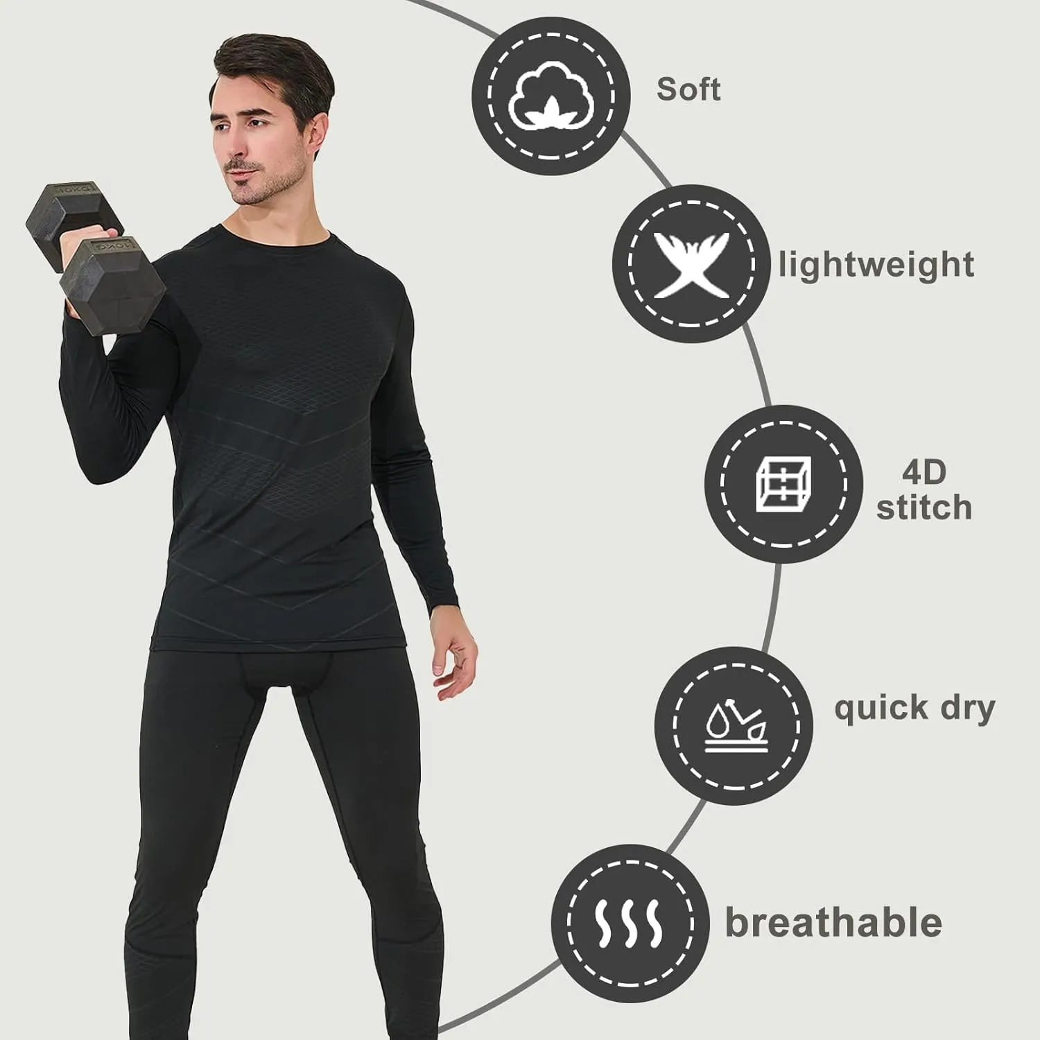 Long Sleeve Undershirt Men Compression Shirts &Workout Shirt Set for Adult Men&Women, Athletic Base Layer