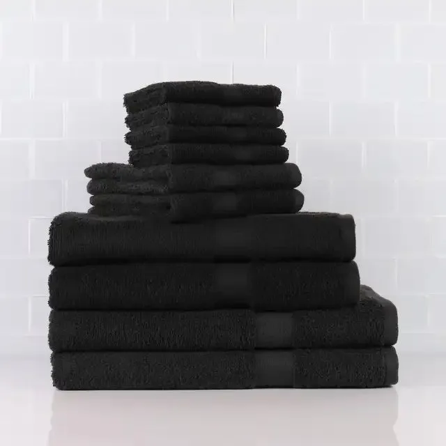 Luxury Cotton Textured Bath Towel Set: 6/10/18-Piece Collection for Enhanced Bathroom Elegance