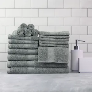 Luxury Cotton Textured Bath Towel Set: 6/10/18-Piece Collection for Enhanced Bathroom Elegance