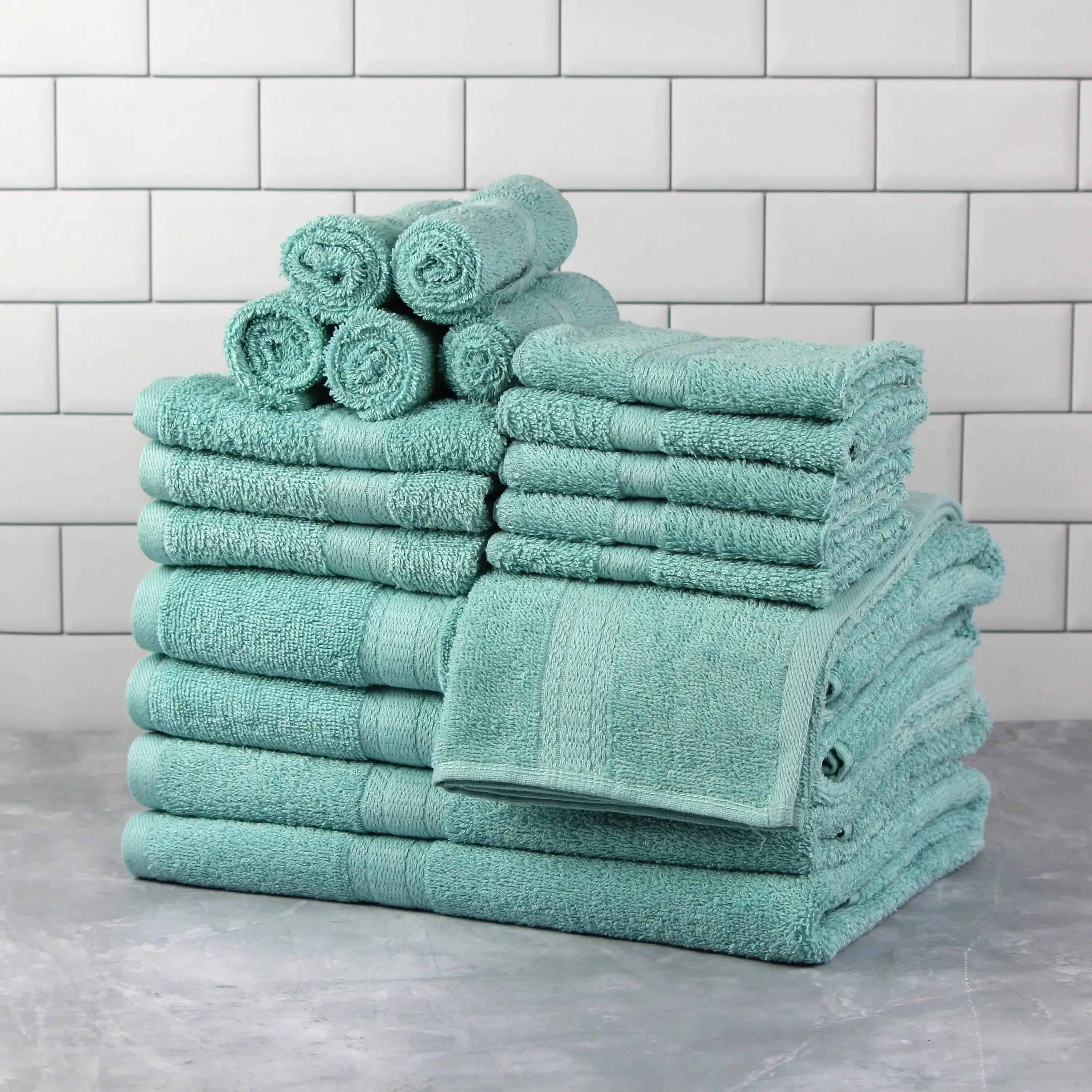 Luxury Cotton Textured Bath Towel Set: 6/10/18-Piece Collection for Enhanced Bathroom Elegance