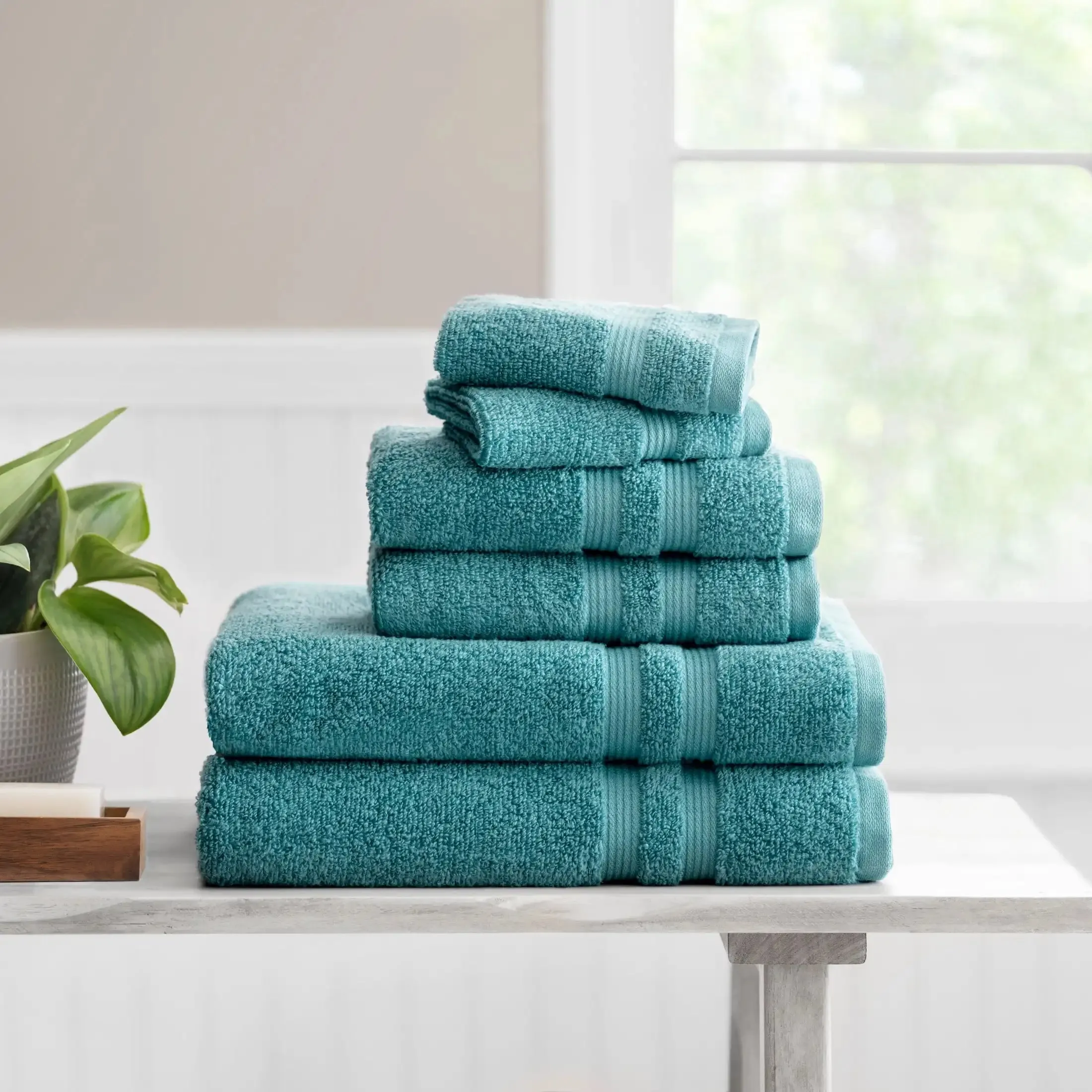 Luxury Cotton Textured Bath Towel Set: 6/10/18-Piece Collection for Enhanced Bathroom Elegance