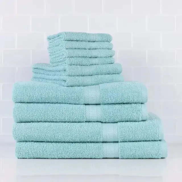 Luxury Cotton Textured Bath Towel Set: 6/10/18-Piece Collection for Enhanced Bathroom Elegance