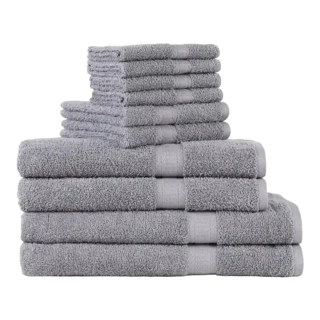 Luxury Cotton Textured Bath Towel Set: 6/10/18-Piece Collection for Enhanced Bathroom Elegance