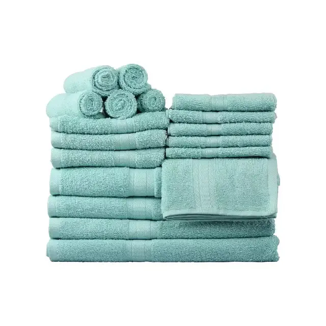 Luxury Cotton Textured Bath Towel Set: 6/10/18-Piece Collection for Enhanced Bathroom Elegance
