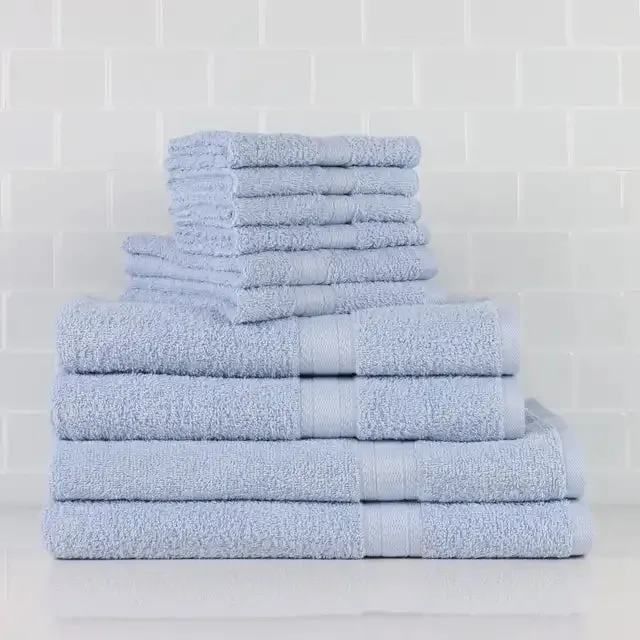 Luxury Cotton Textured Bath Towel Set: 6/10/18-Piece Collection for Enhanced Bathroom Elegance