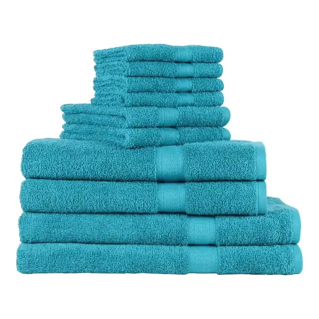 Luxury Cotton Textured Bath Towel Set: 6/10/18-Piece Collection for Enhanced Bathroom Elegance