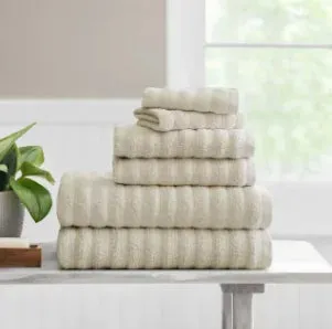 Luxury Cotton Textured Bath Towel Set: 6/10/18-Piece Collection for Enhanced Bathroom Elegance