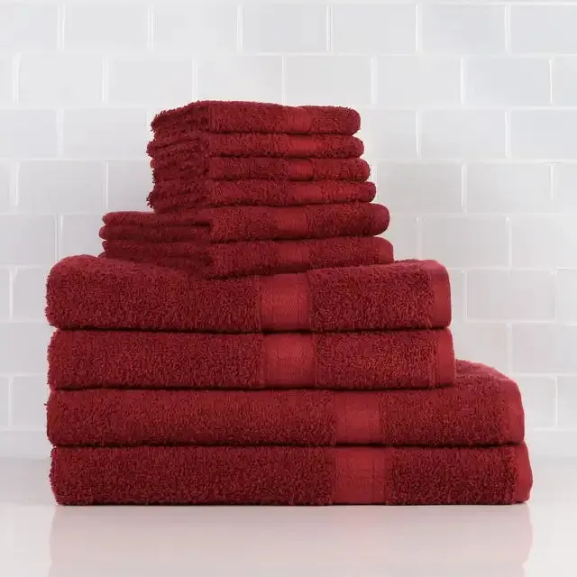 Luxury Cotton Textured Bath Towel Set: 6/10/18-Piece Collection for Enhanced Bathroom Elegance