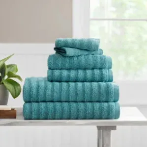 Luxury Cotton Textured Bath Towel Set: 6/10/18-Piece Collection for Enhanced Bathroom Elegance