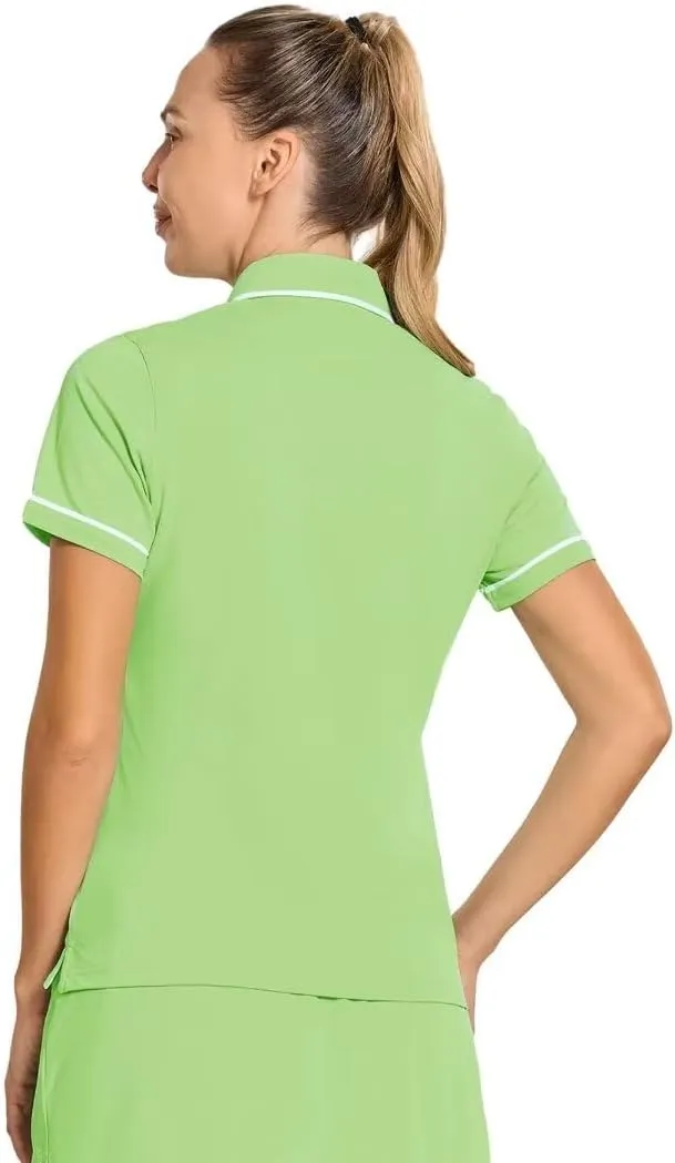 M MAELREG Womens Golf Polo Shirt Short Sleeve 6-Button Pique Casual Quick Dry Moisture Wicking Tennis Collared Polo Shirts