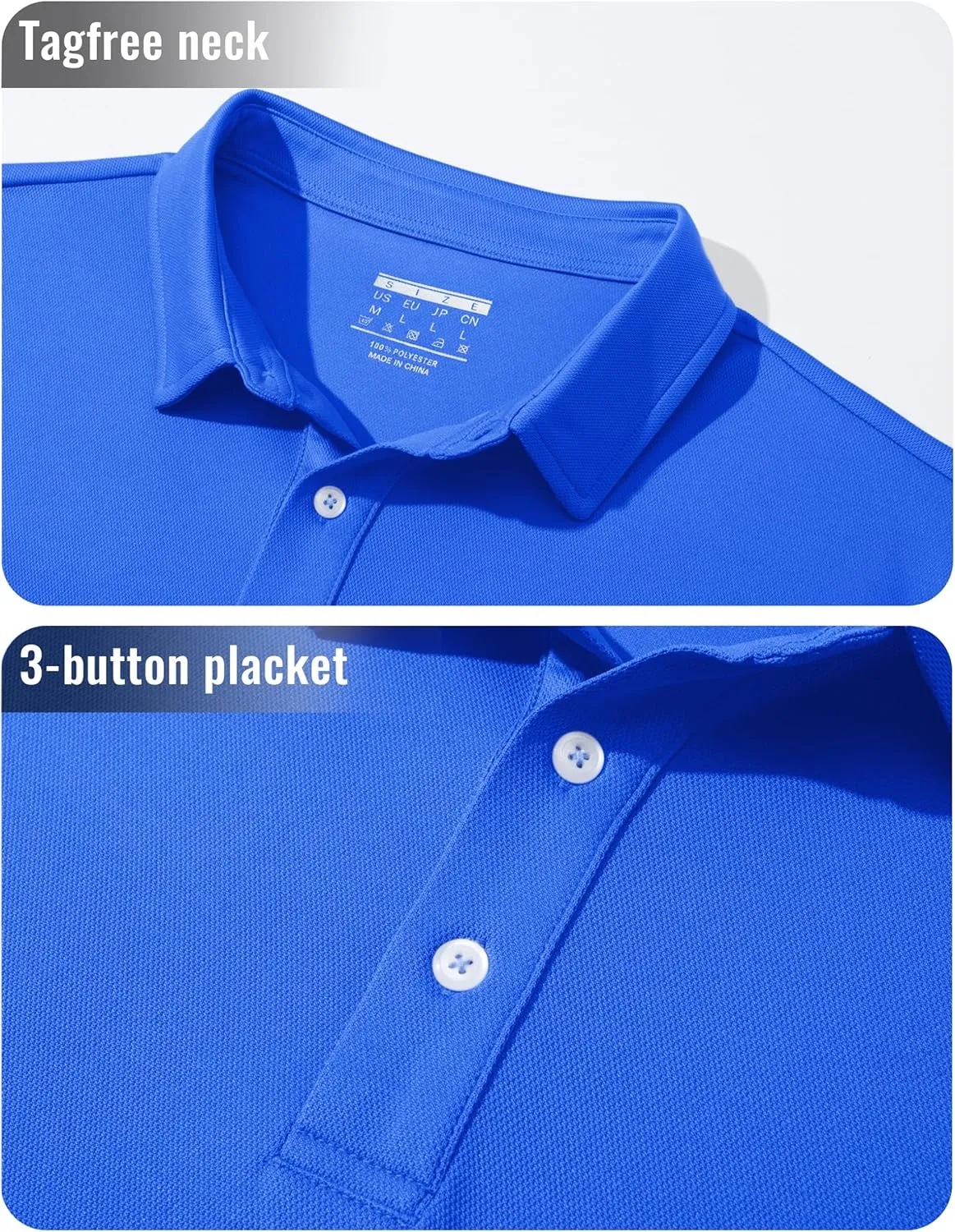 MAGCOMSEN Men's Polo Shirt Long Sleeve Golf Shirts Quick Dry Lightweight 3-Button Performance Work Fishing Athletic