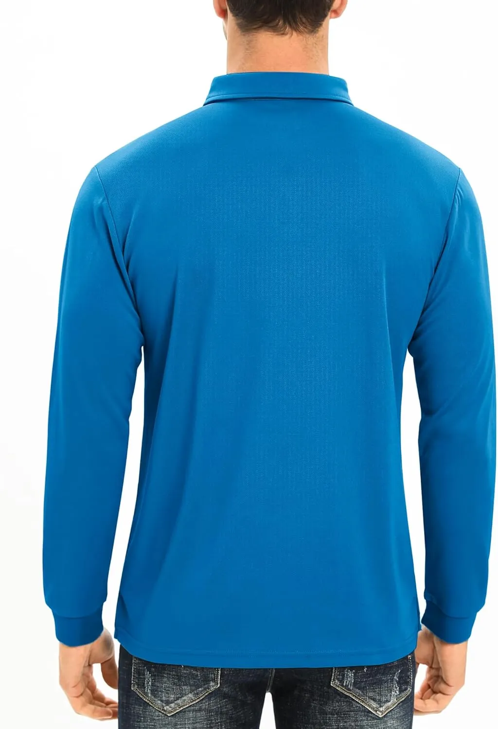 MAGCOMSEN Men's Polo Shirt Long Sleeve Golf Shirts Quick Dry Lightweight 3-Button Performance Work Fishing Athletic