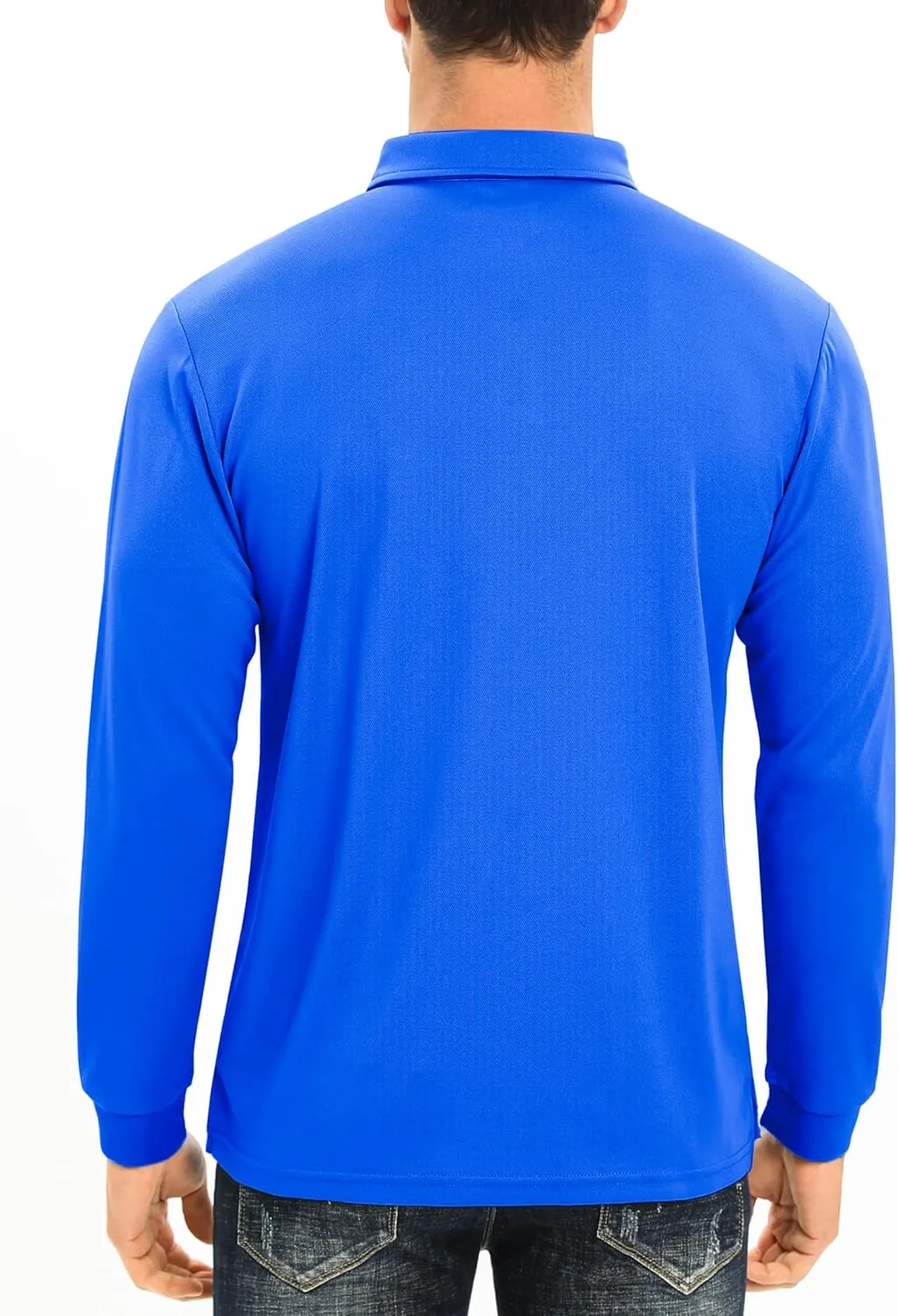 MAGCOMSEN Men's Polo Shirt Long Sleeve Golf Shirts Quick Dry Lightweight 3-Button Performance Work Fishing Athletic