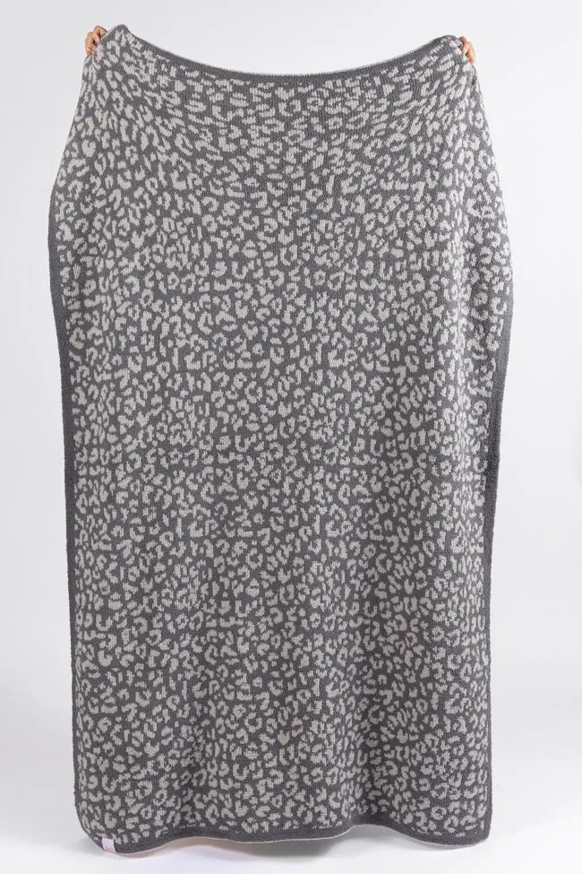 Make Me Believe Dark Grey Small Leopard Print Blanket FINAL SALE