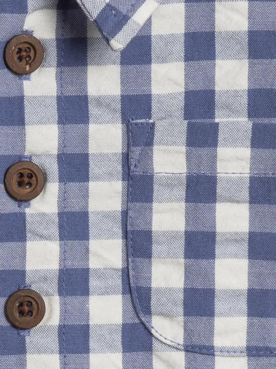 Mato Seersucker Collared Romper - Marino Gingham