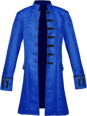 Men Steampunk Tailcoat Jacket Vintage Medieval Gothic Vampire Trench Coat Frock Halloween Costume