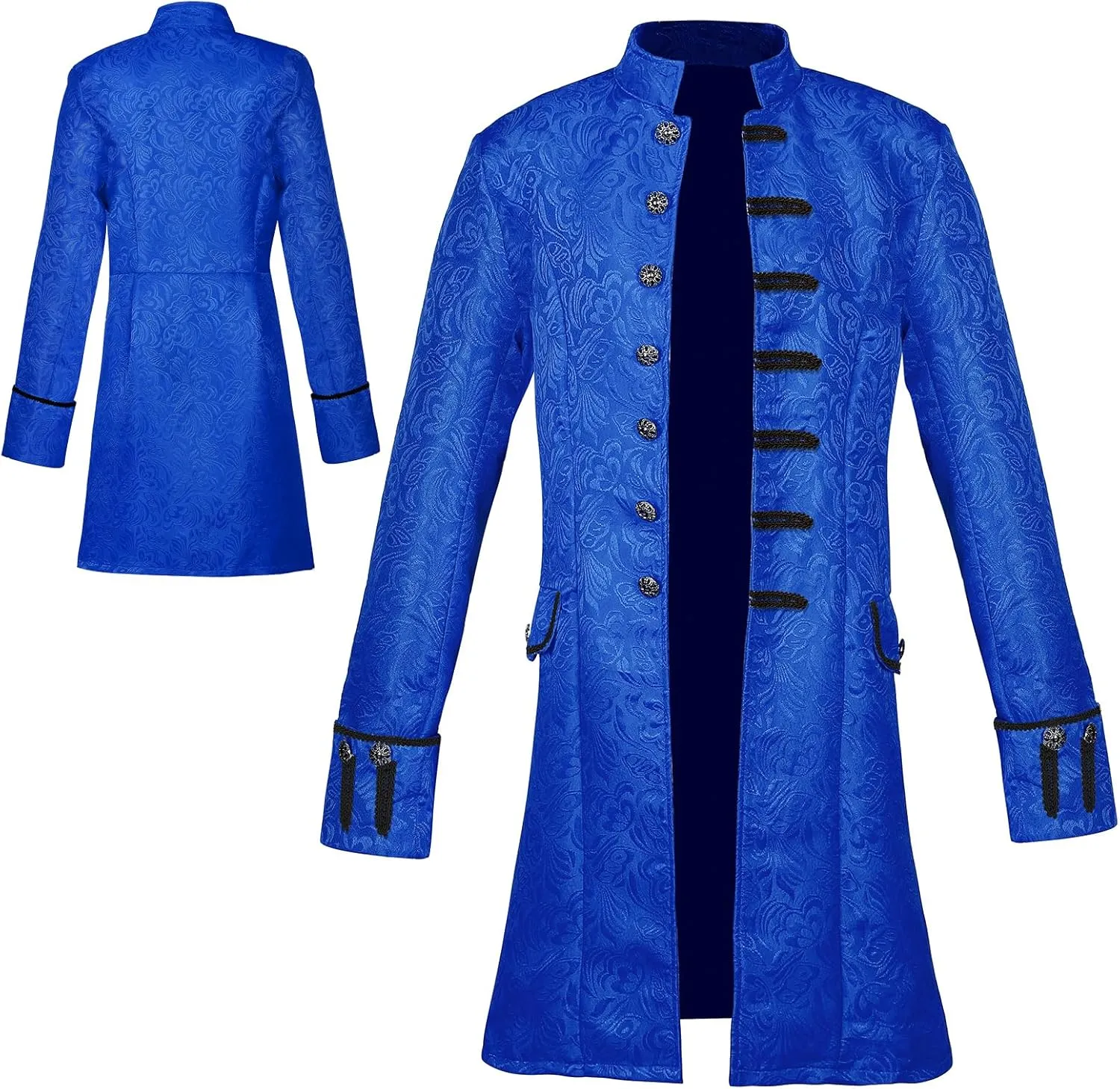 Men Steampunk Tailcoat Jacket Vintage Medieval Gothic Vampire Trench Coat Frock Halloween Costume