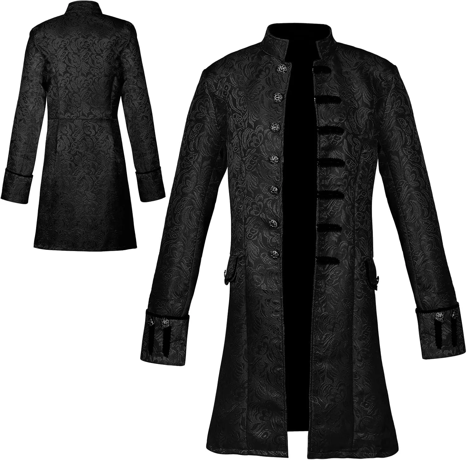 Men Steampunk Tailcoat Jacket Vintage Medieval Gothic Vampire Trench Coat Frock Halloween Costume