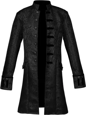 Men Steampunk Tailcoat Jacket Vintage Medieval Gothic Vampire Trench Coat Frock Halloween Costume