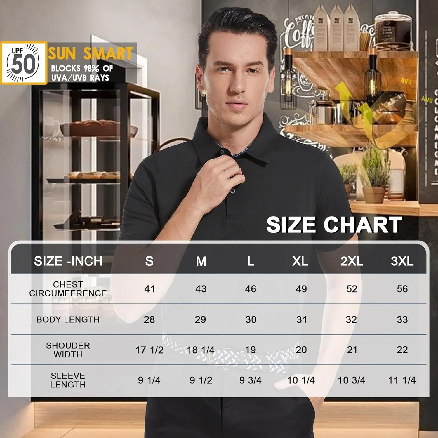 Mens Golf Polo Shirt Moisture Wicking Dry Fit Performance Sport Pin Striped Short Sleeve Golf Shirts for Men