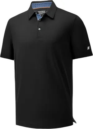 Mens Golf Polo Shirt Moisture Wicking Dry Fit Performance Sport Pin Striped Short Sleeve Golf Shirts for Men