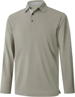 Mens Golf Shirt Short and Long Sleeve Moisture Wicking Dry Fit Performance Solid Casual Pique Golf Polo Shirts for Men
