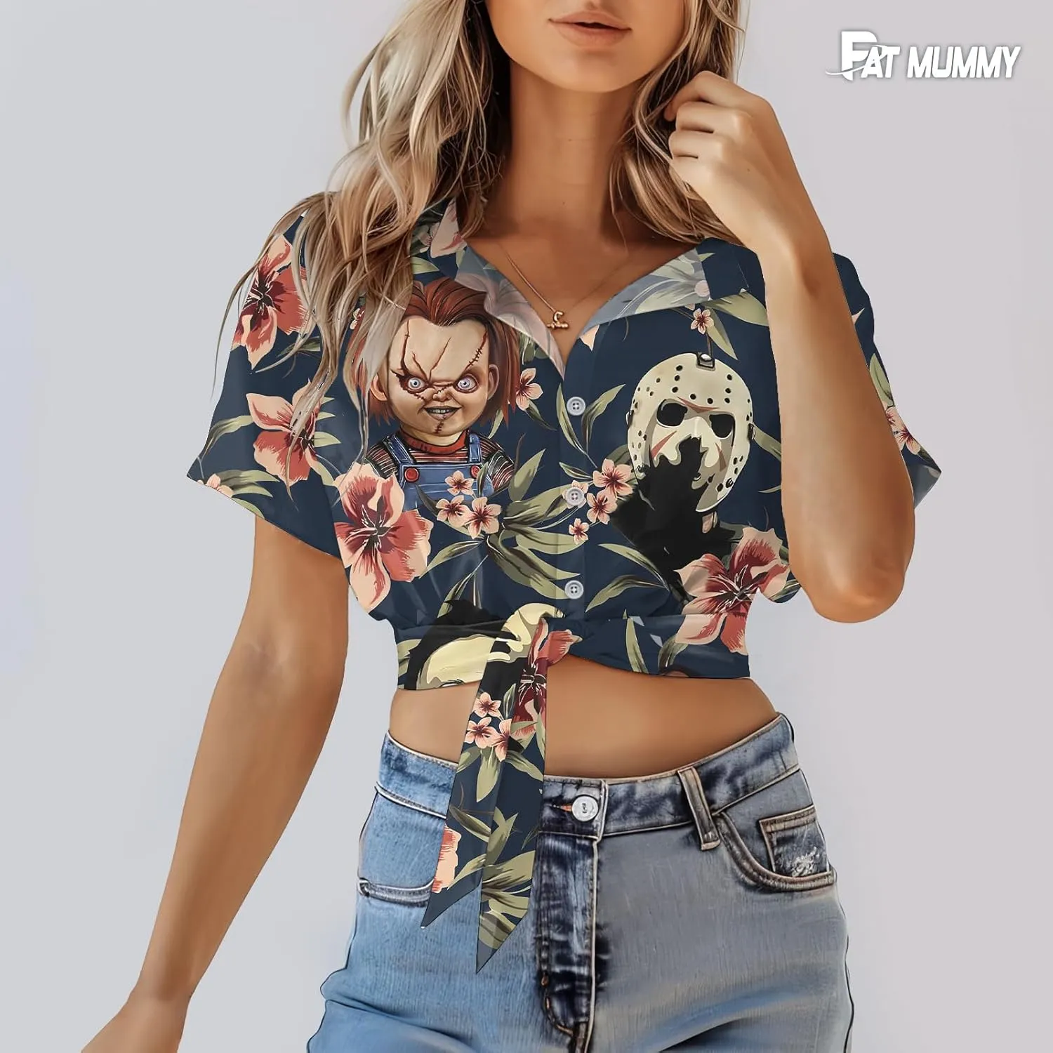 Mens Halloween Hawaiian Shirt, Horror Friends Shirts for Men Women Short Sleeve