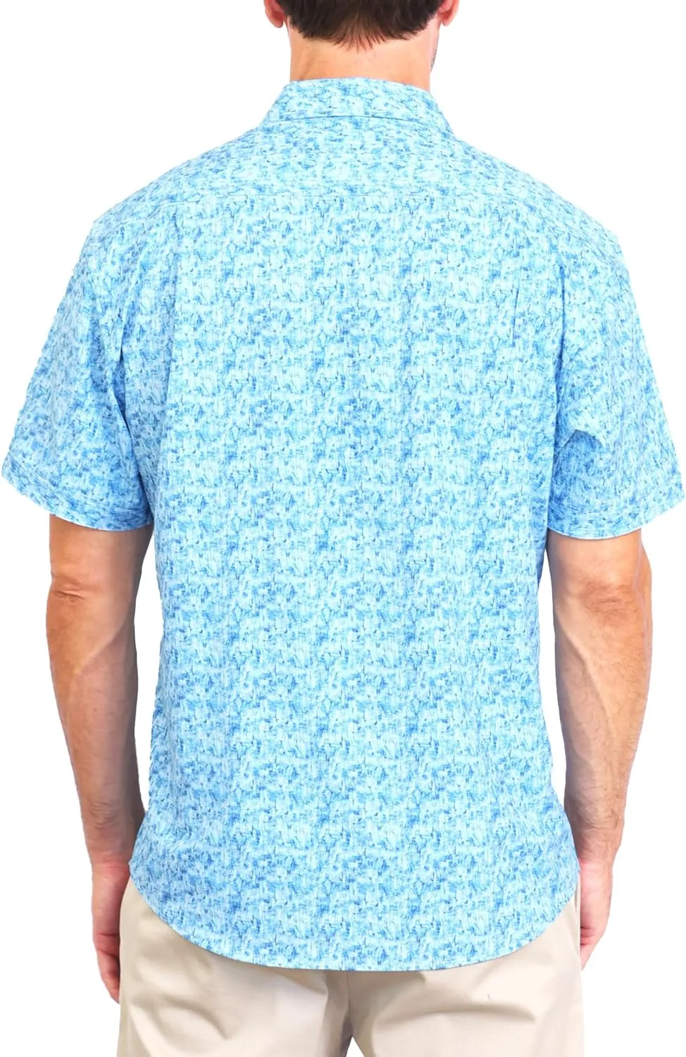 Mens Hawaiian Shirt Tropical Stretch Short Sleeve, Casual Button-Down Shirts