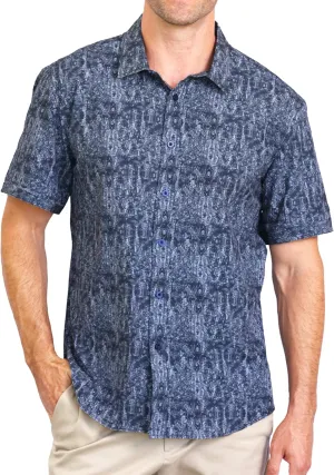 Mens Hawaiian Shirt Tropical Stretch Short Sleeve, Casual Button-Down Shirts