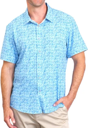 Mens Hawaiian Shirt Tropical Stretch Short Sleeve, Casual Button-Down Shirts
