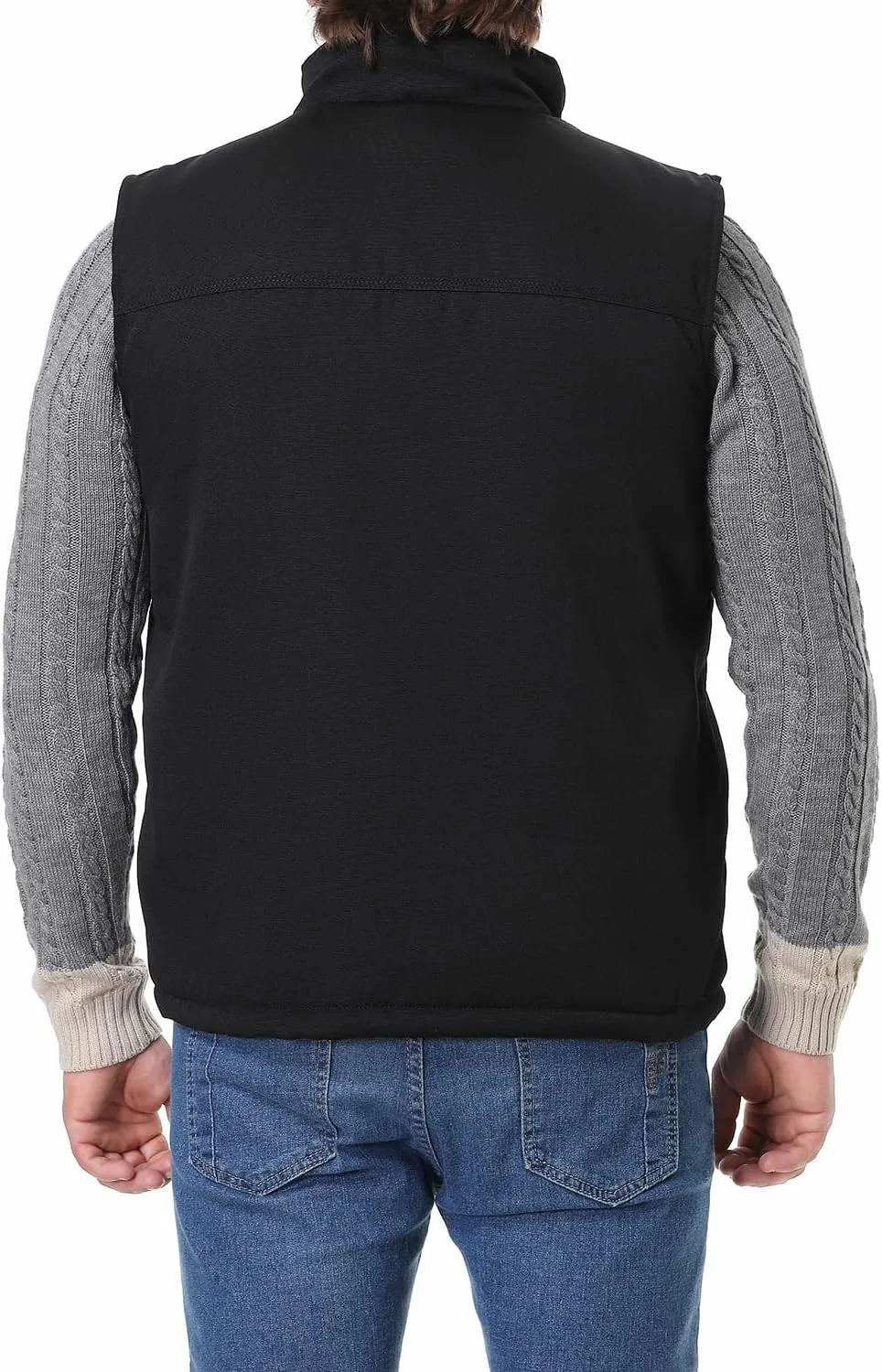 Men's Loose Fit Workwear Vest Fleece-Lined Durability Waterproof Mock-Neck Vest