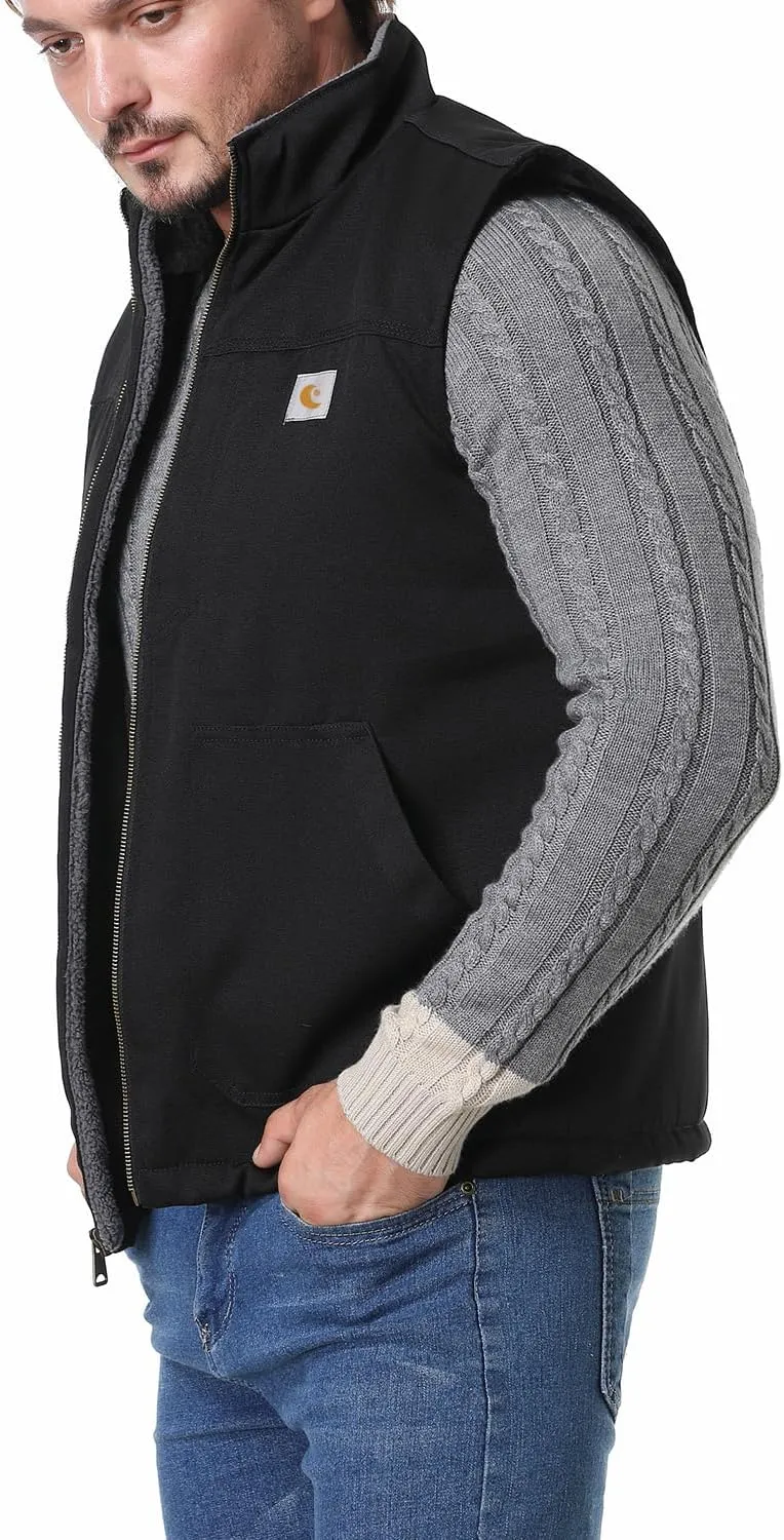 Men's Loose Fit Workwear Vest Fleece-Lined Durability Waterproof Mock-Neck Vest