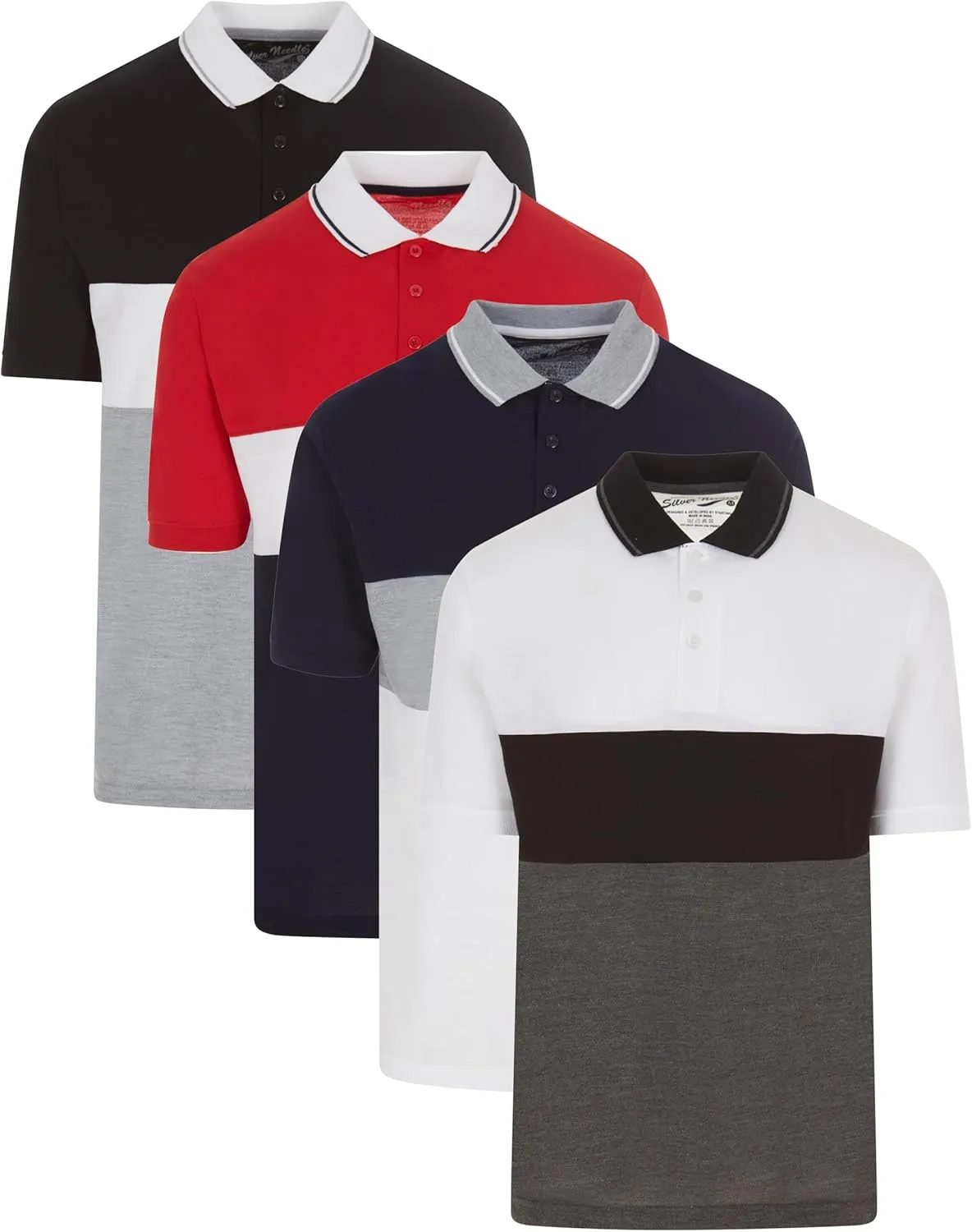 Men's Pique Polo Shirts Short Sleeve Pack of 4