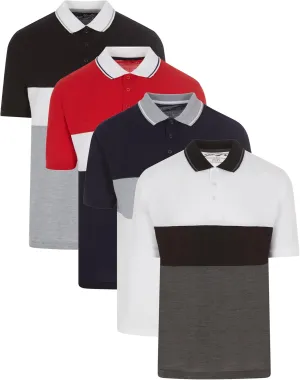 Men's Pique Polo Shirts Short Sleeve Pack of 4