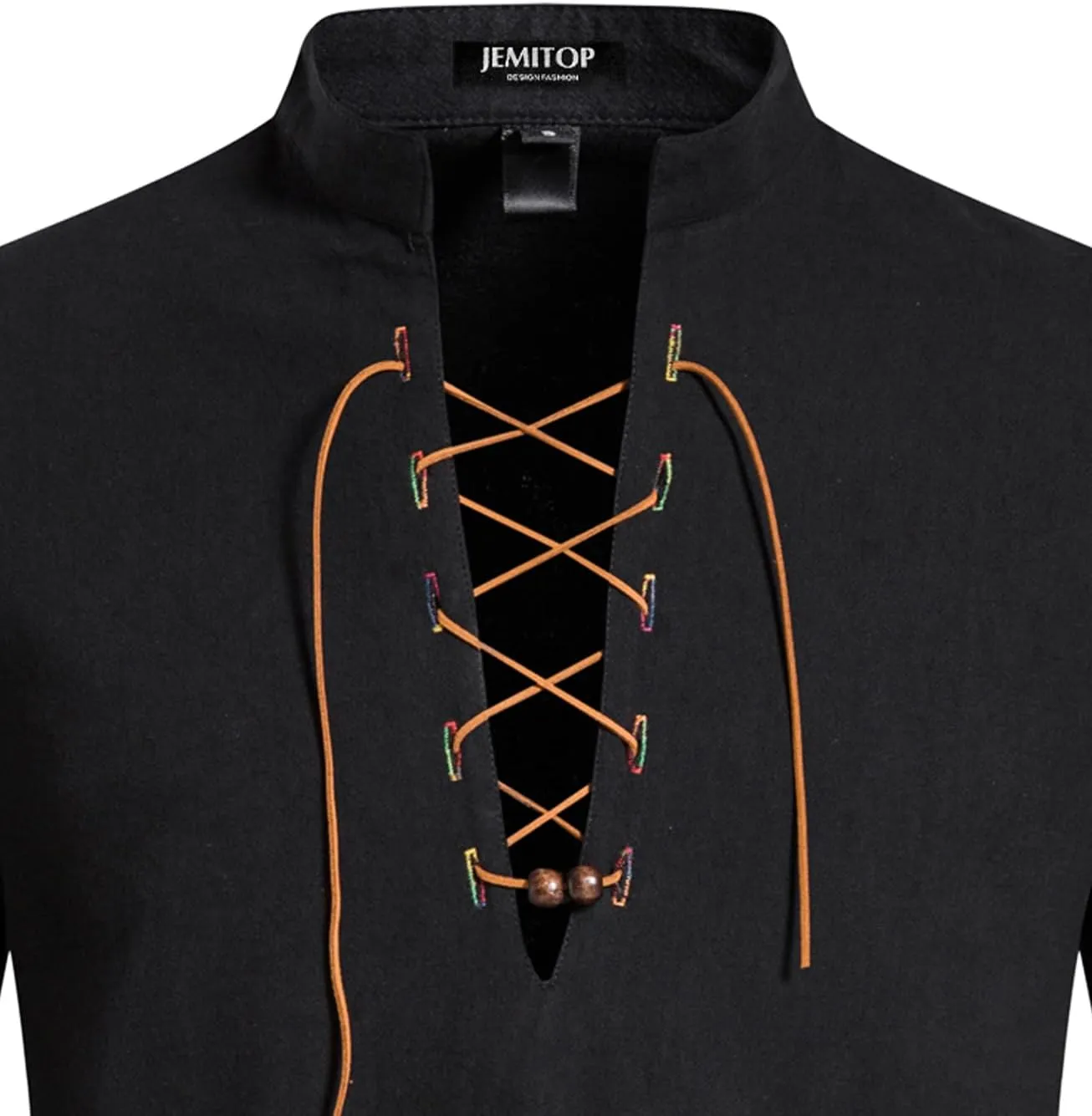 Men's Pure Cotton Retro Lace Up Shirts for Renaissance Pirate Viking Medieval
