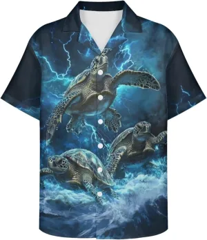 Mens Tropical Shirts Short Sleeve Button Down Shirt, Size 2XS-7XL