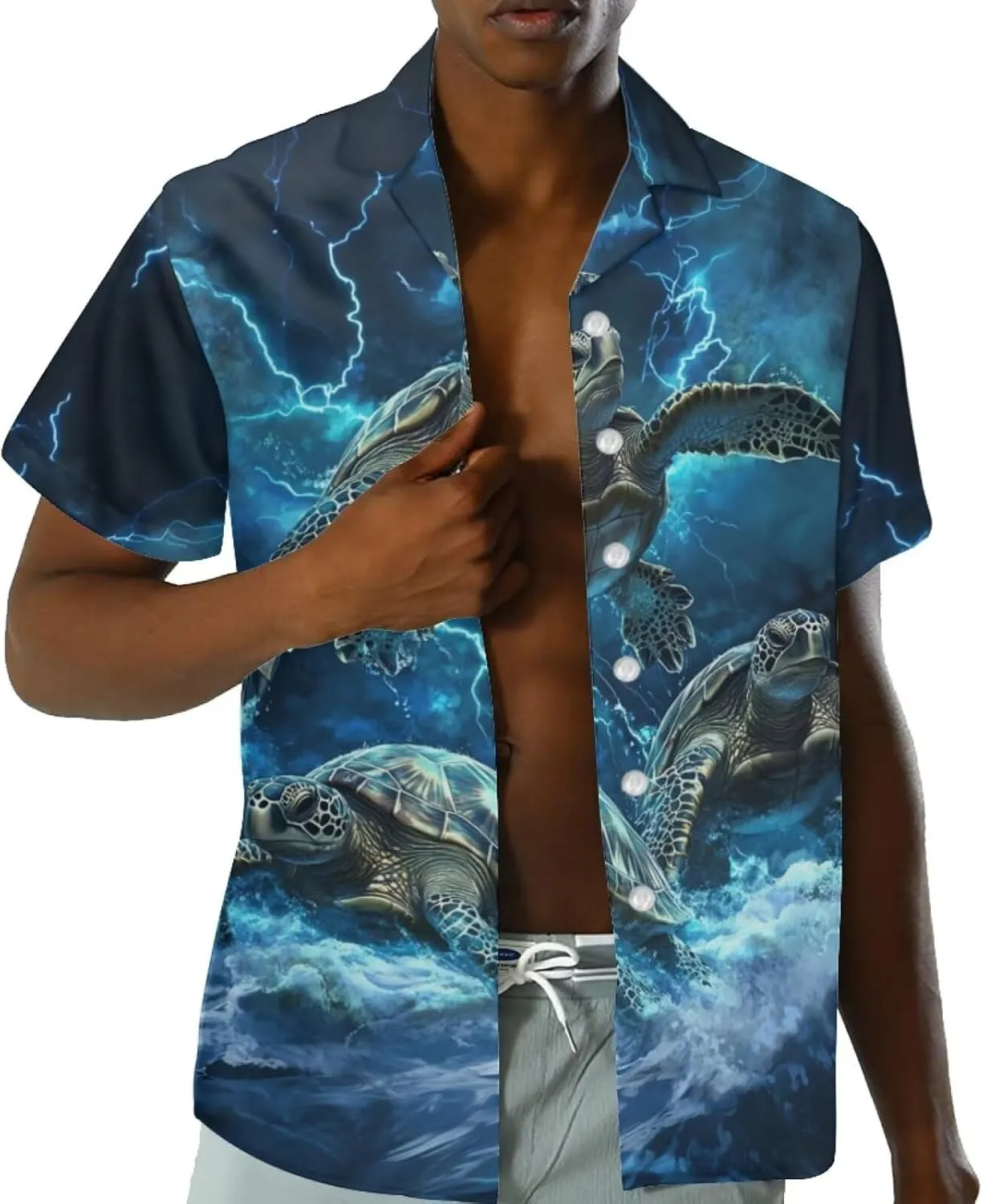 Mens Tropical Shirts Short Sleeve Button Down Shirt, Size 2XS-7XL