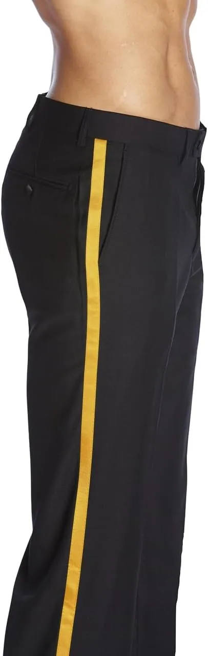 Men's TUXEDO Pants Tux Pant Flat Front Satin Band Stripe Solid Colors