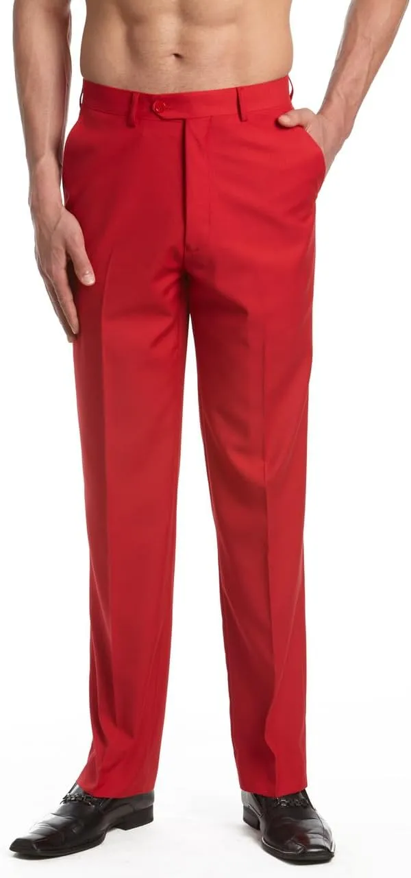 Men's TUXEDO Pants Tux Pant Flat Front Satin Band Stripe Solid Colors