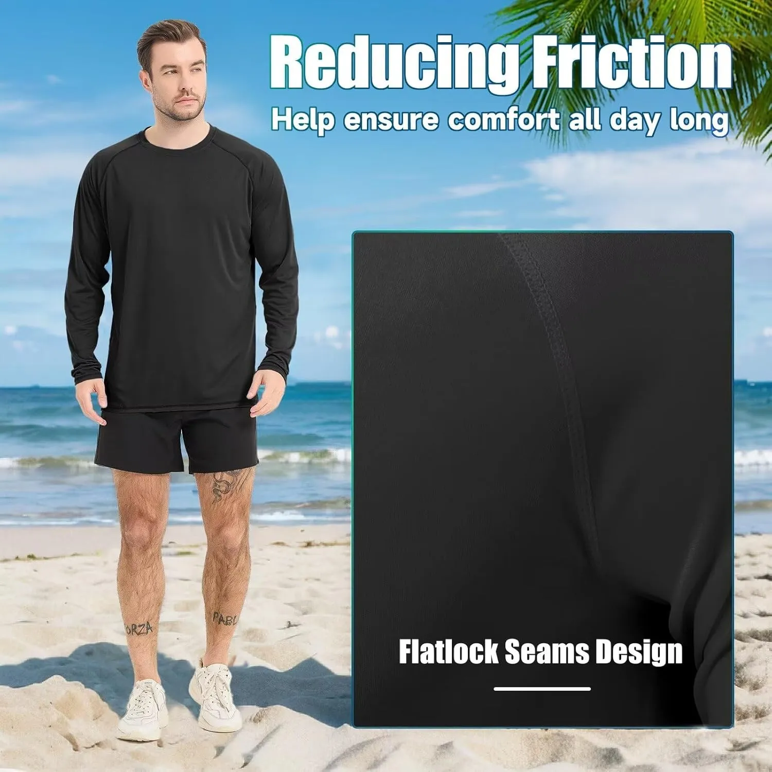 Mens UV Sun Protection Shirts UPF 50 Long Sleeve Rash Guard SPF Outdoor Hiking Running Fishing Shirt Lightweight