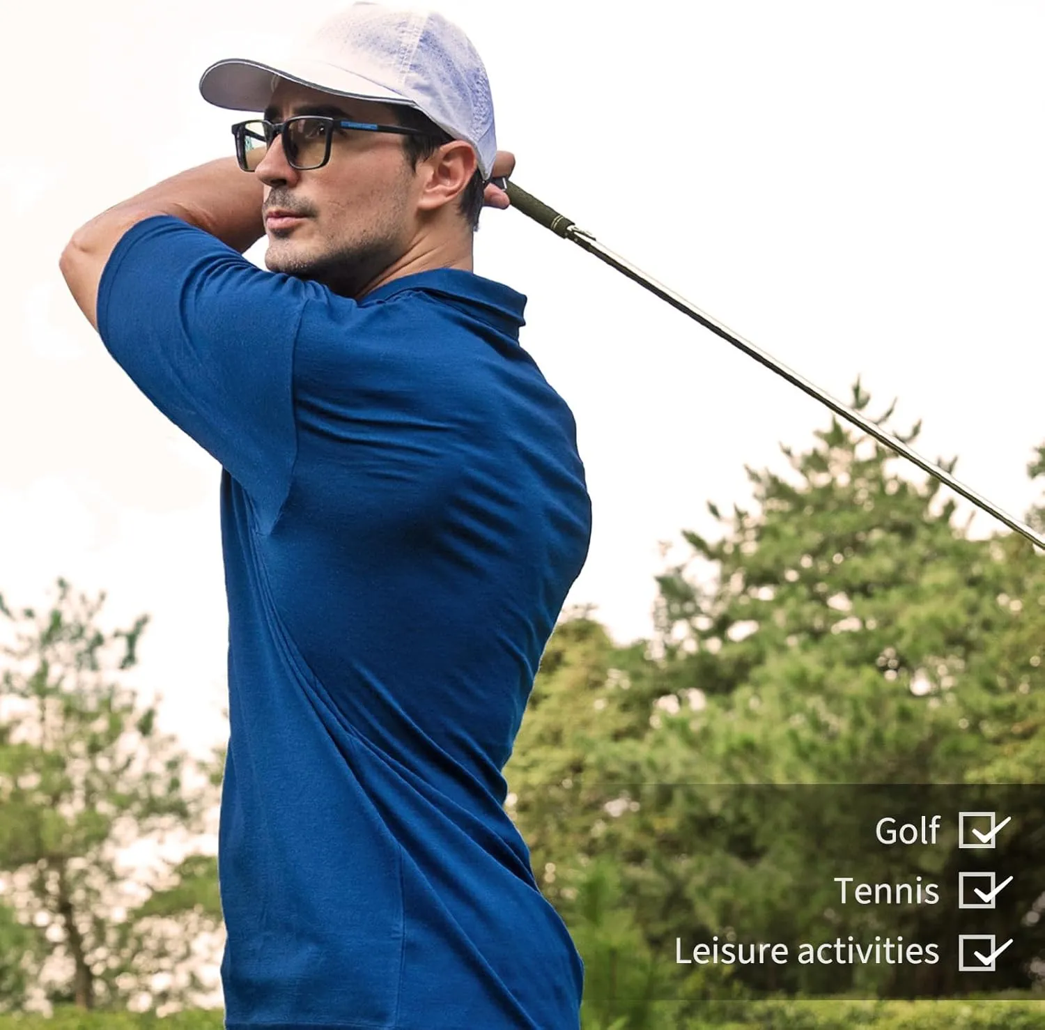 Merino Protect 100% Merino Wool Polo Shirts Mens Anti-Odor Short Sleeve Moisture Wicking Base Layer for Travel