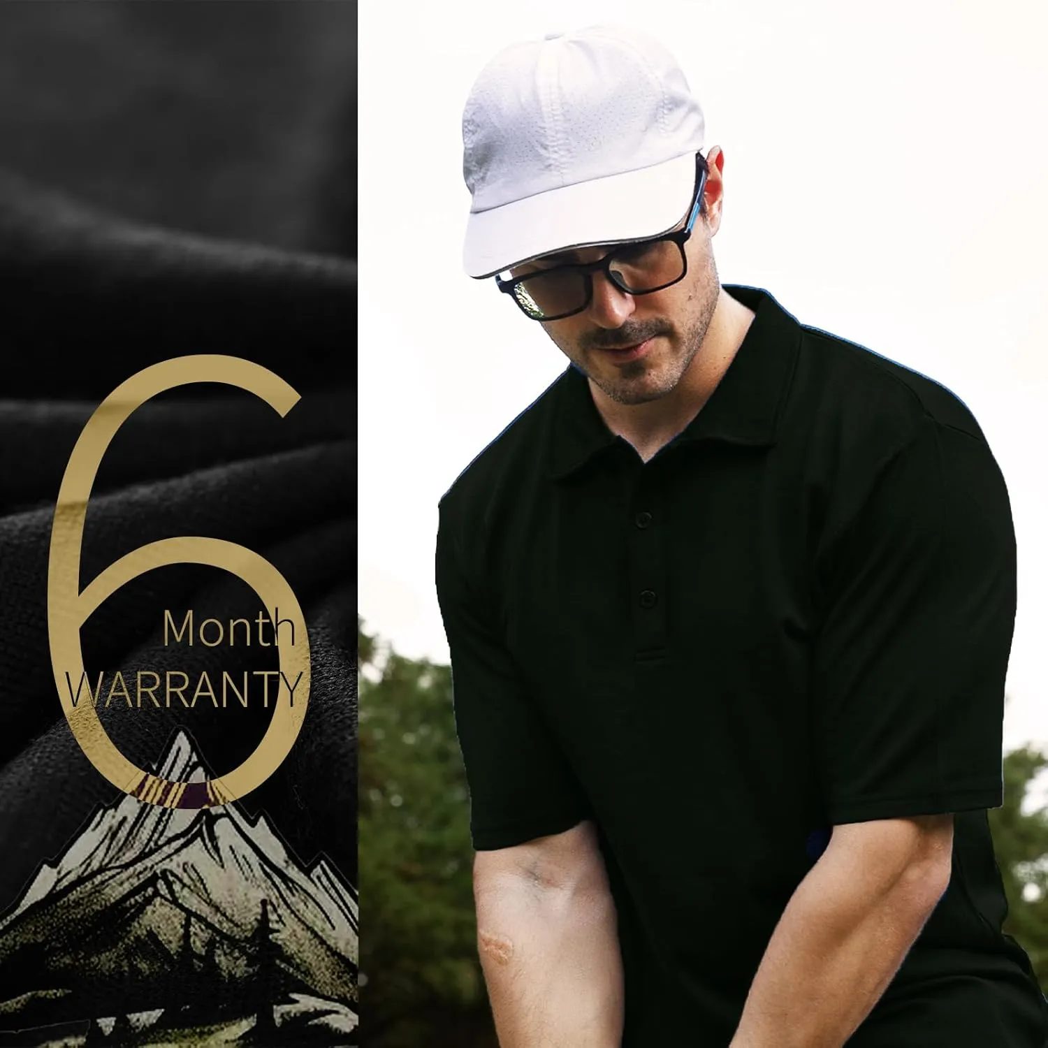 Merino Protect 100% Merino Wool Polo Shirts Mens Anti-Odor Short Sleeve Moisture Wicking Base Layer for Travel