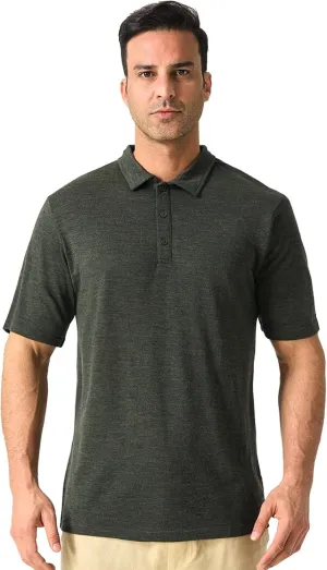 Merino Protect 100% Merino Wool Polo Shirts Mens Anti-Odor Short Sleeve Moisture Wicking Base Layer for Travel