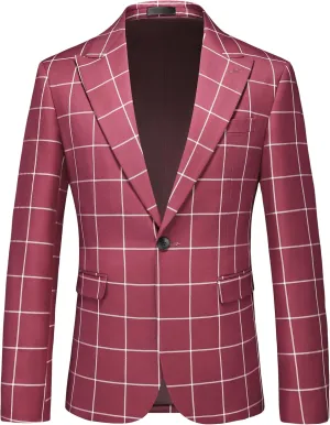 MOGU Men's Slim Fit Plaid Suit Set  Sport Coat Blazer, Vest & Pants (Each Sold Separately) for Wedding, Prom & Party