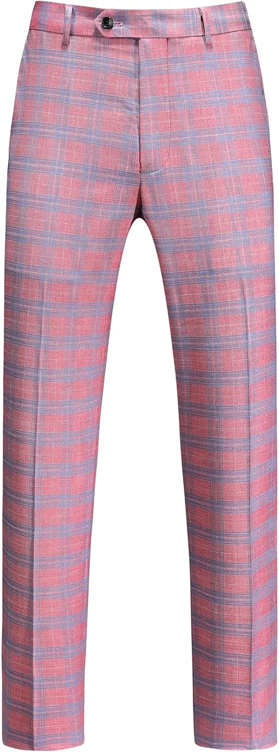 MOGU Men's Slim Fit Plaid Suit Set  Sport Coat Blazer, Vest & Pants (Each Sold Separately) for Wedding, Prom & Party