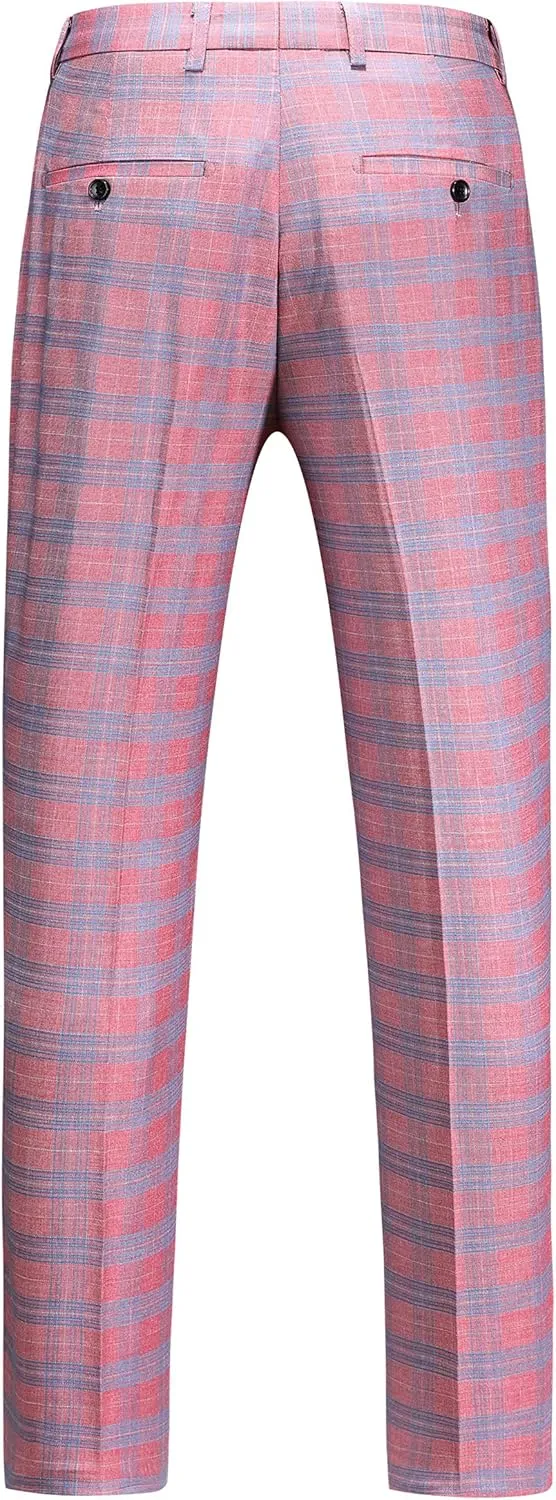 MOGU Men's Slim Fit Plaid Suit Set  Sport Coat Blazer, Vest & Pants (Each Sold Separately) for Wedding, Prom & Party