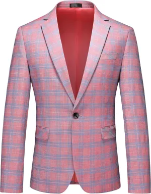 MOGU Men's Slim Fit Plaid Suit Set  Sport Coat Blazer, Vest & Pants (Each Sold Separately) for Wedding, Prom & Party