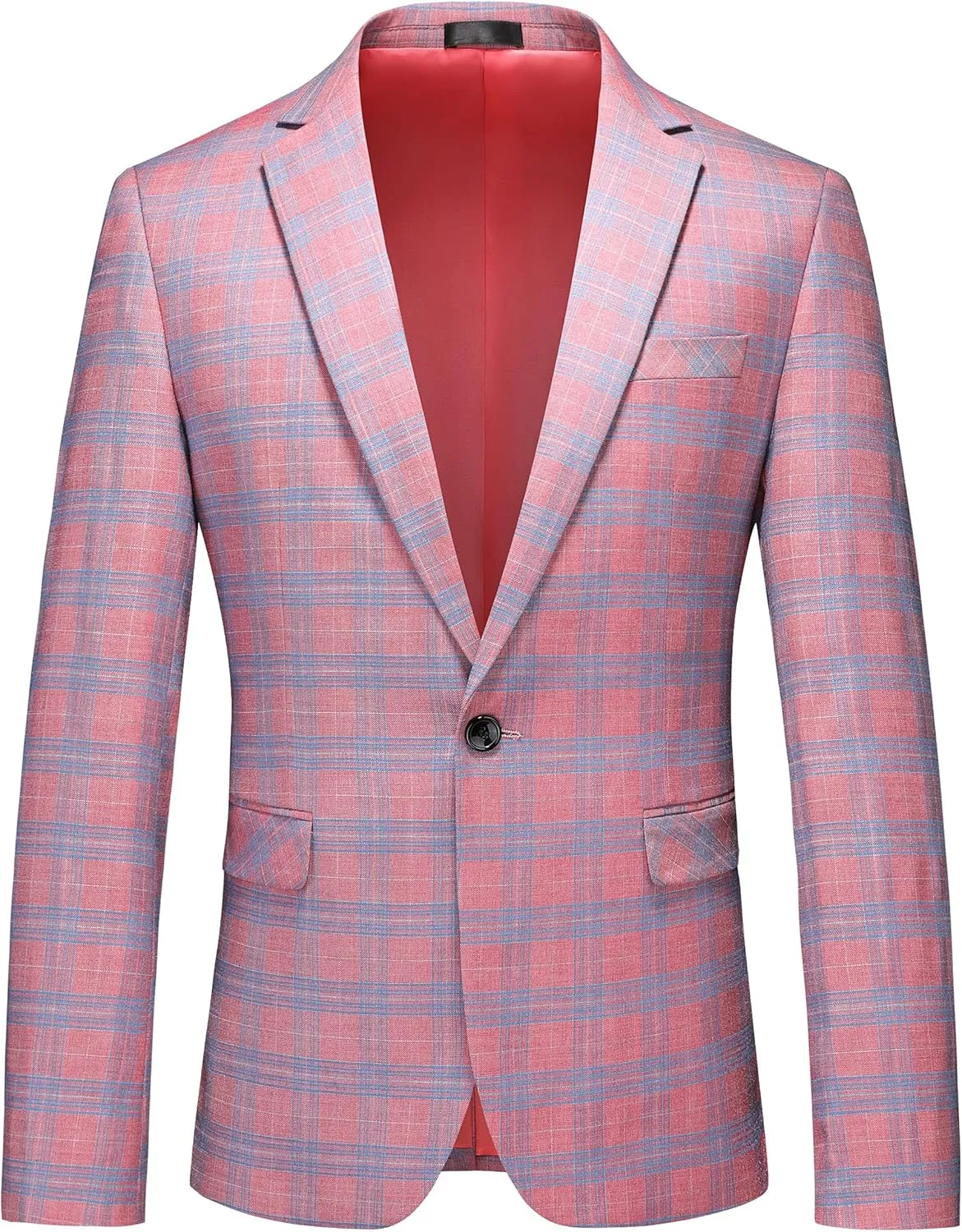MOGU Men's Slim Fit Plaid Suit Set  Sport Coat Blazer, Vest & Pants (Each Sold Separately) for Wedding, Prom & Party